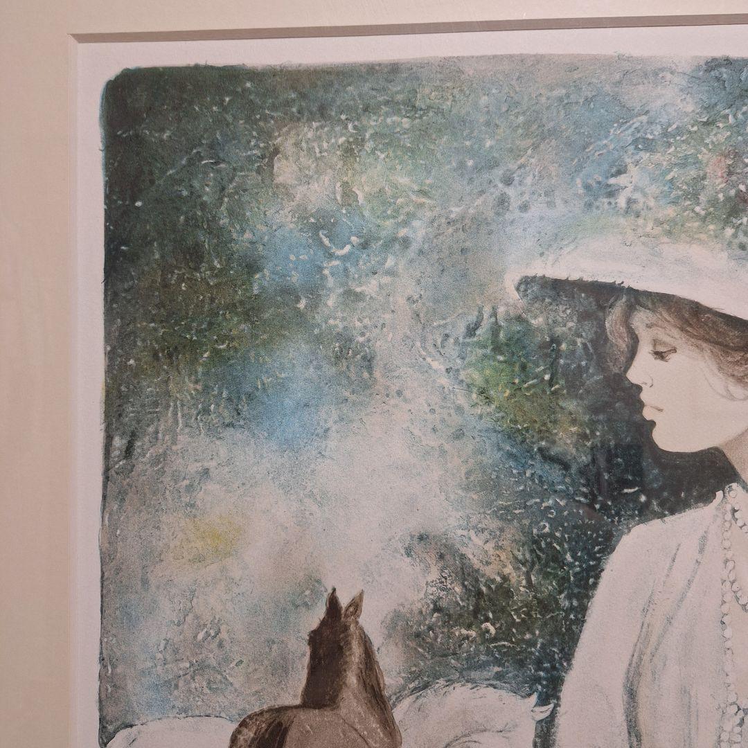 【真作】ベルナール・シャロワ「美しき女性と馬」リトグラフ EA版 額装 署名有