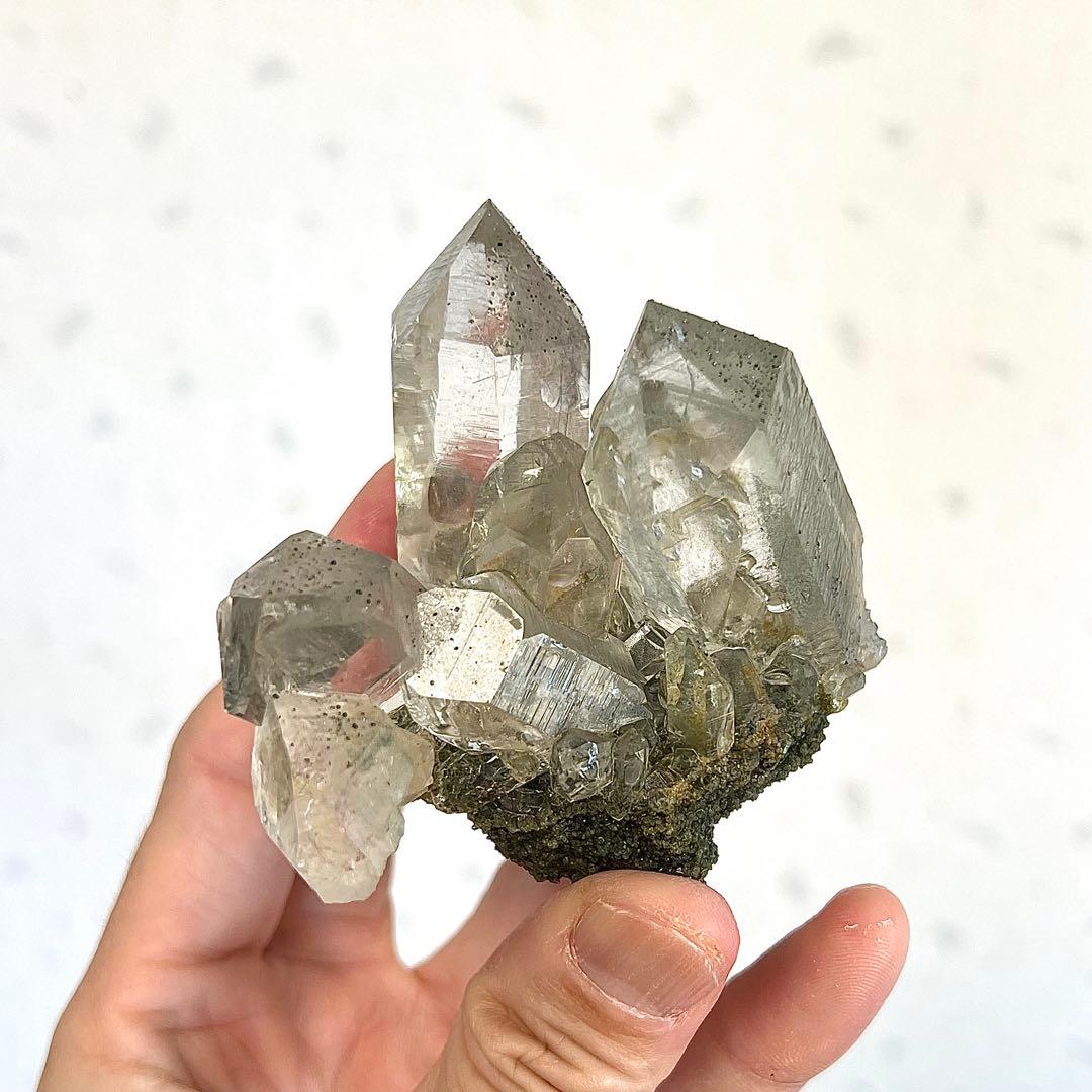 ヒマラヤ　マニハール産　ルチル＆アテナース入り水晶　クローライト　ルチルクォーツ