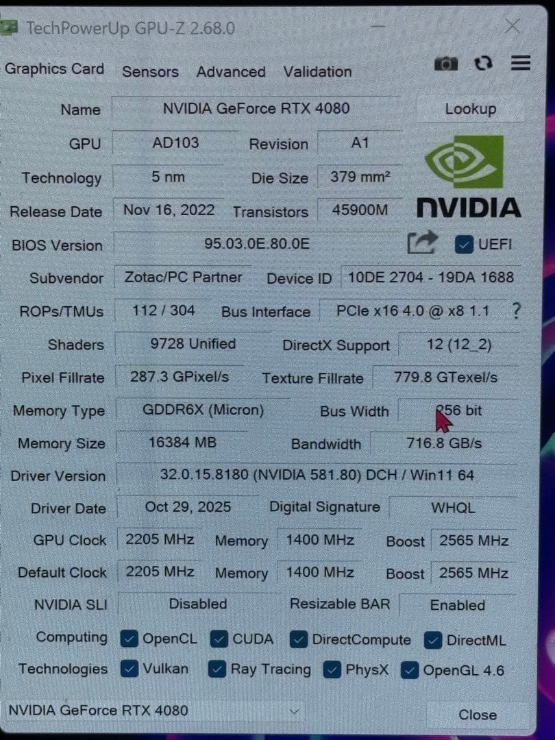 グラフィックボード・グラボ・ビデオカード Geforce RTX4080 16Gb AmpExtremeAiro