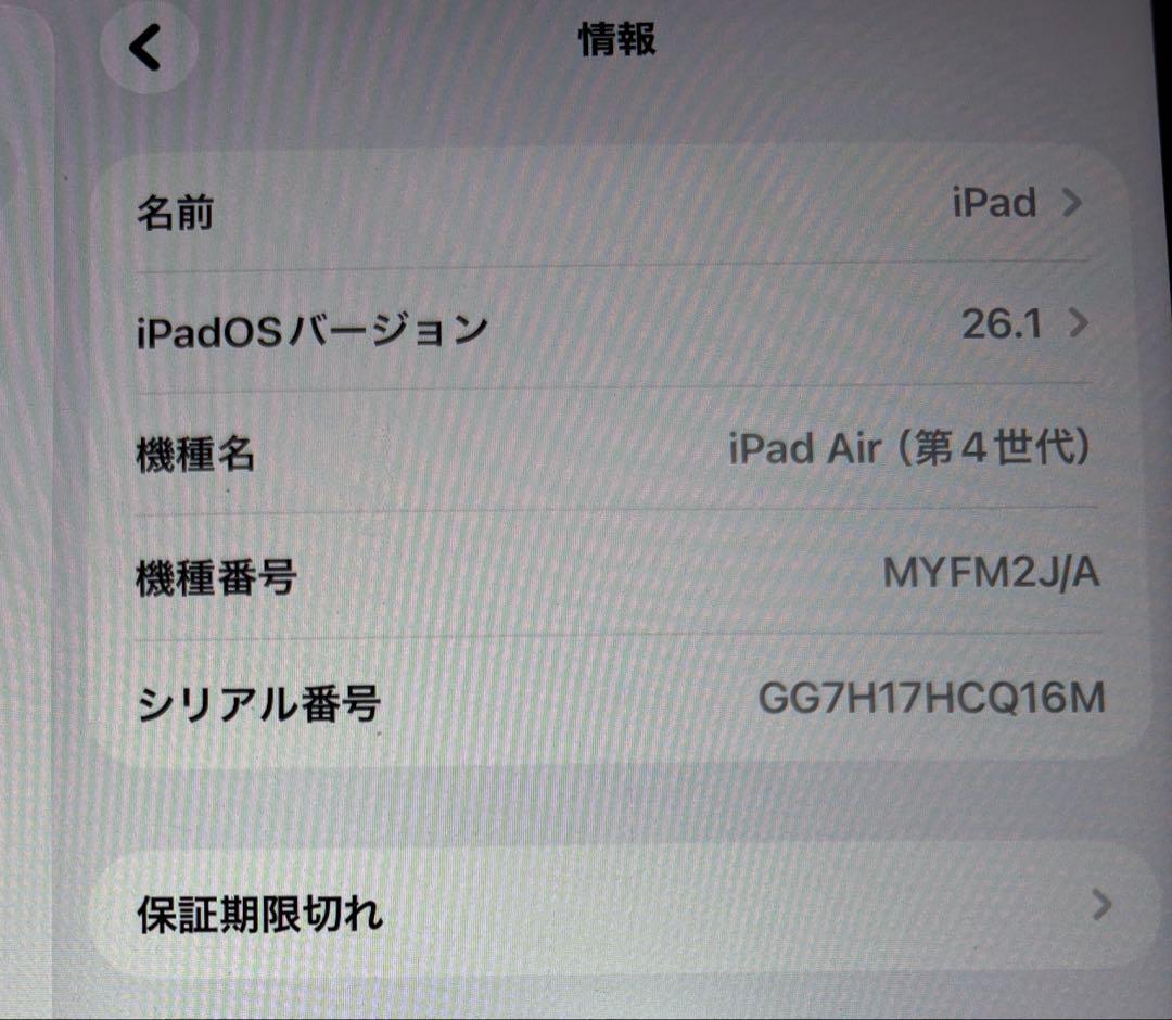 Apple iPad Air 10.9インチ スペースグレイ　第4世代 本体