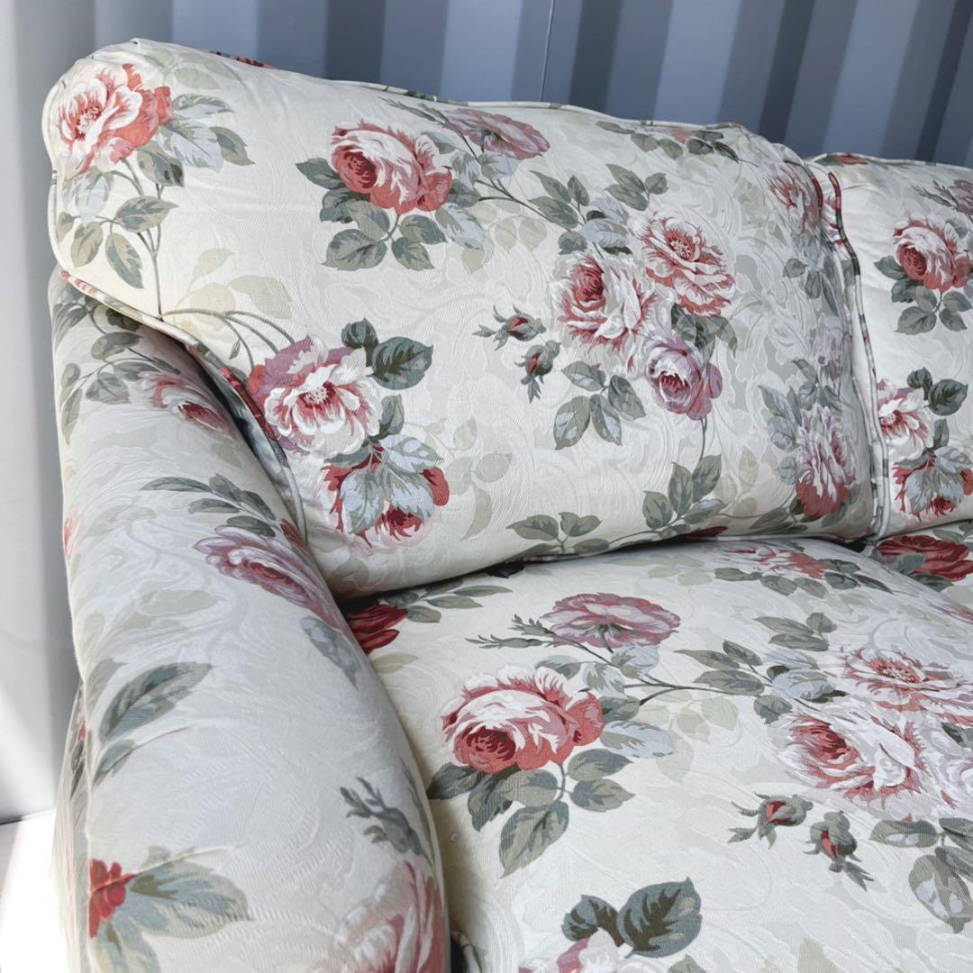 取付無料！イーセンアーレン アメリカ 姫系花柄ファブリックエレガントソファ✨