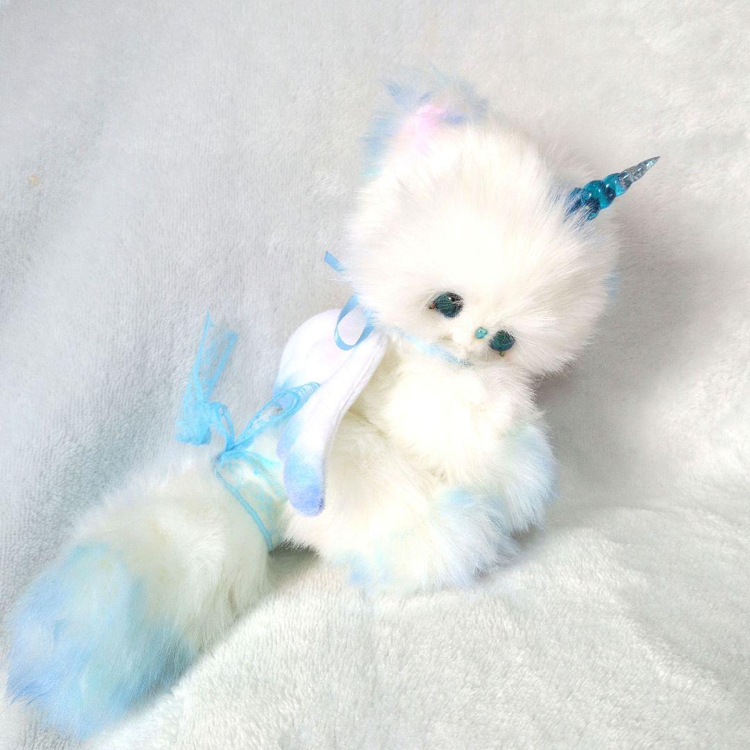 幻獣　ぬいぐるみ　アートドール　天使　ハンドメイド　ブルー　箱付き