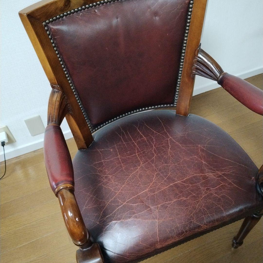 ダークブラウン レザー アームチェア
