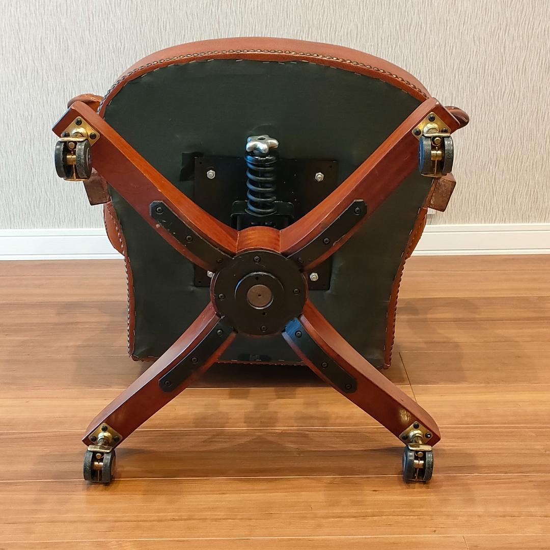 アメリカンヴィンテージ　レザー　デスクチェア　昇降　回転　ビンテージ