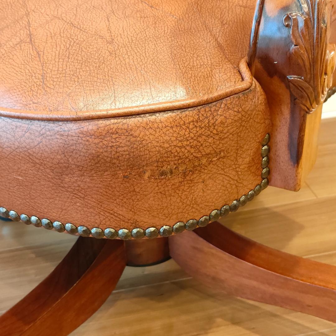 アメリカンヴィンテージ　レザー　デスクチェア　昇降　回転　ビンテージ