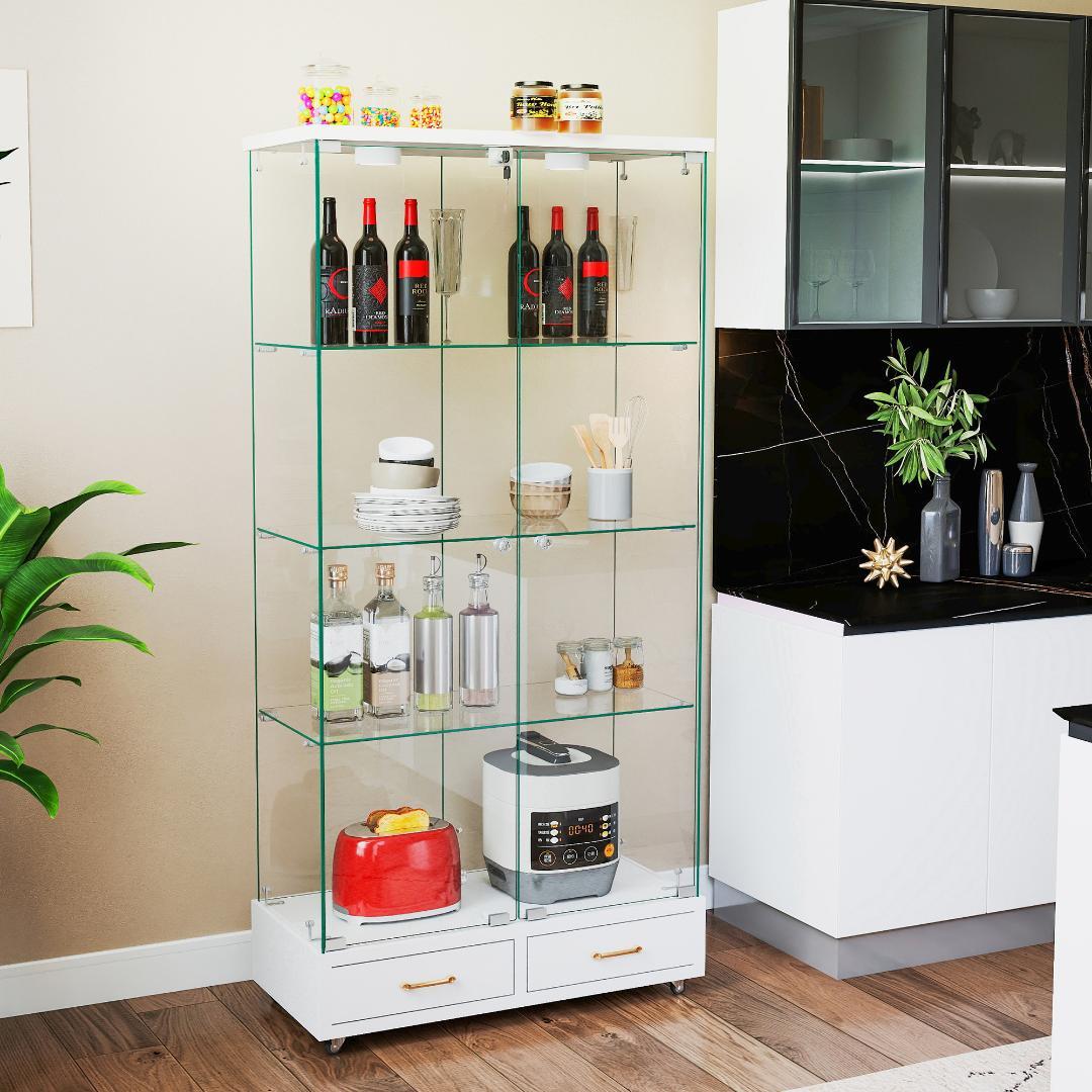 幅81.5×奥行37×高さ167.5cm コレクションケース 両扉タイプ 4段