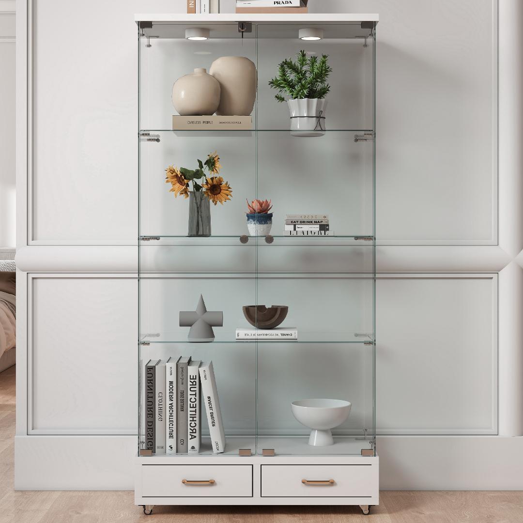 幅81.5×奥行37×高さ167.5cm コレクションケース 両扉タイプ 4段