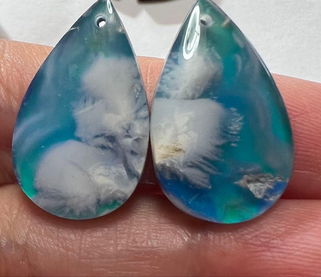 ★daisy★❤️ プルームアゲート　ダブレットオーロラ　14kgfピアス