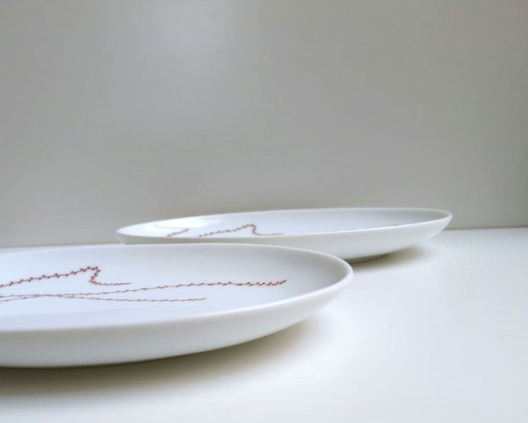 ✩深川製磁　水引草　楕円多用皿揃　５枚