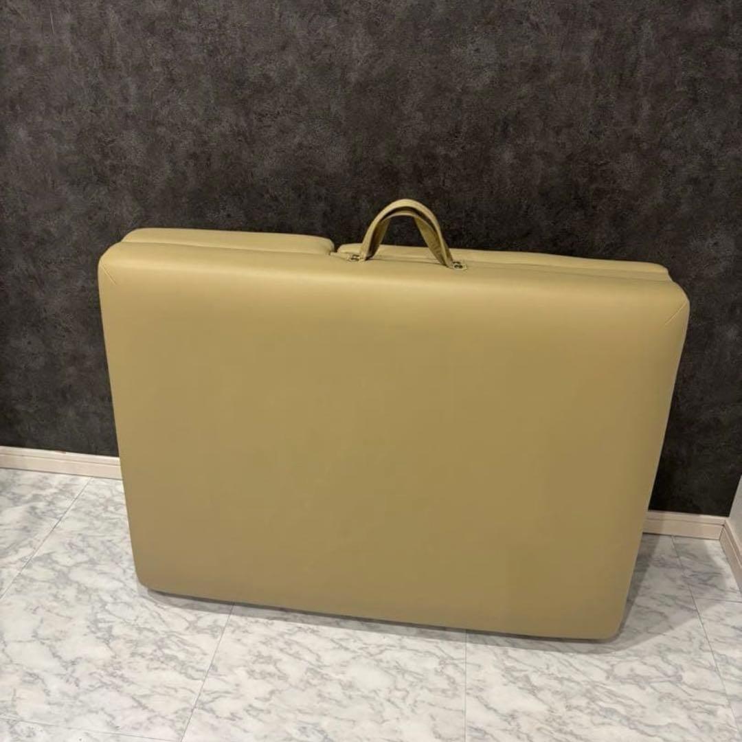 高級低反発木製折りたたみリクライニングベッド　ベージュ　エステベッド