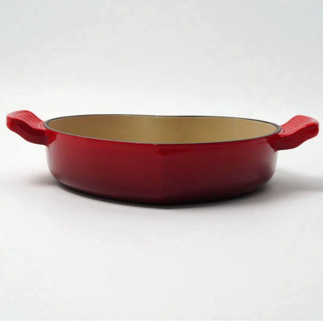 【美品】LE CREUSET　プレートダムール チェリーレッド　18cm