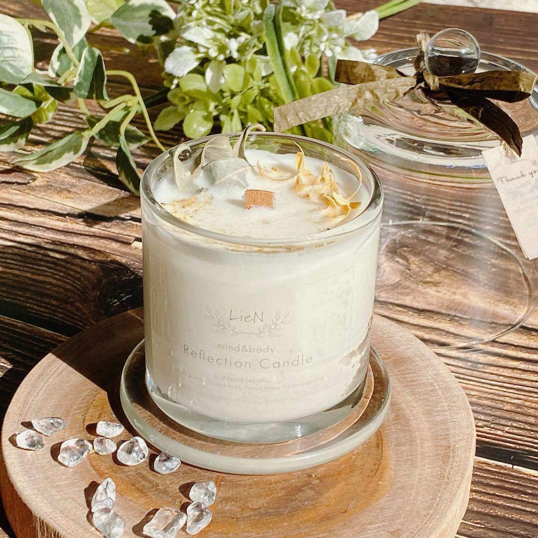 ガラスかぶせ蓋 ソイ キャンドル セージ＆パロサント 浄化 キャンドル