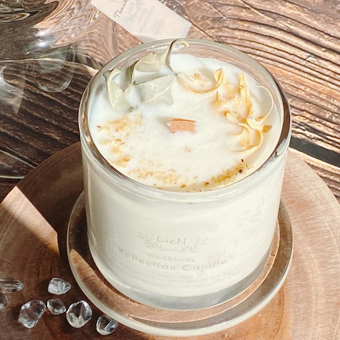 ガラスかぶせ蓋 ソイ キャンドル セージ＆パロサント 浄化 キャンドル