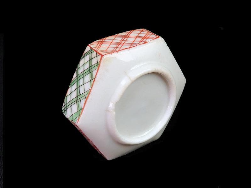 伊万里　瀬戸　色絵　幾何学紋の図　油壷　E421A-fbkn