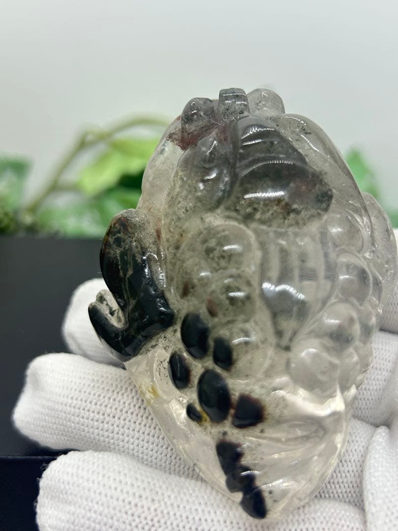 天然石ガーデンクォーツ置物　銭ガエル　No.2427