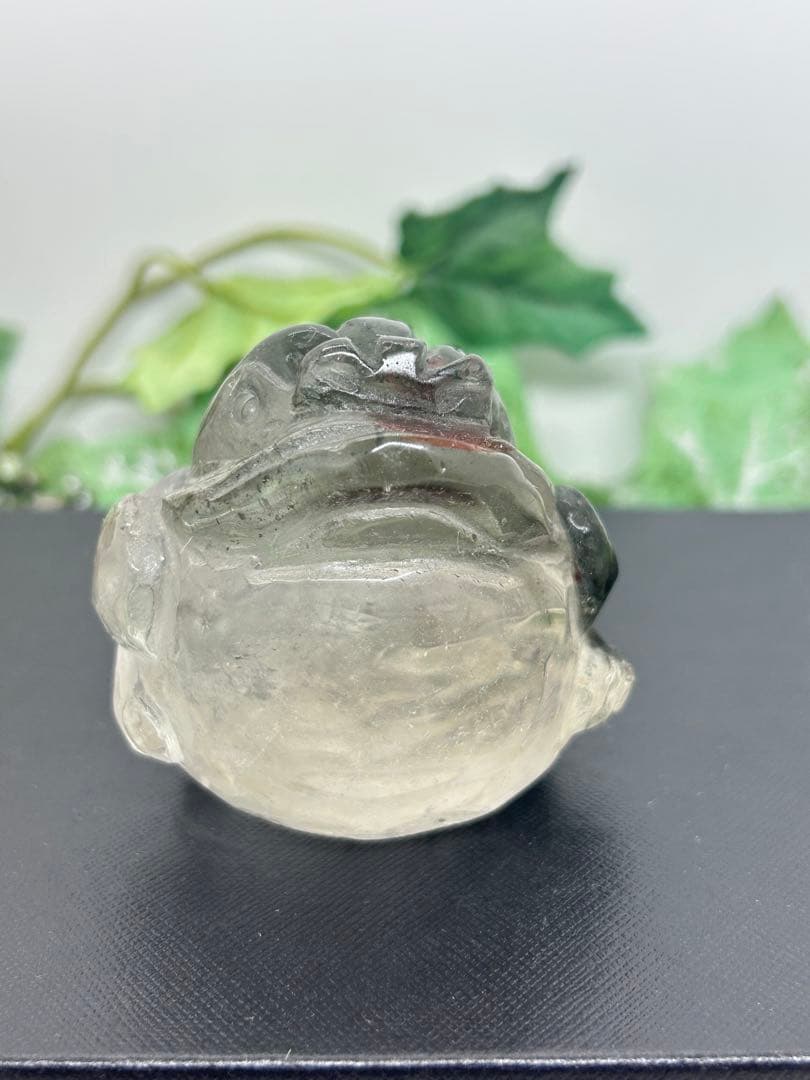 天然石ガーデンクォーツ置物　銭ガエル　No.2427