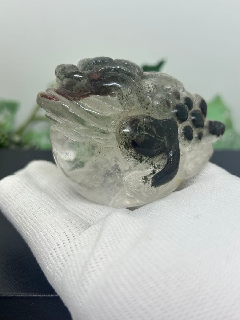天然石ガーデンクォーツ置物　銭ガエル　No.2427