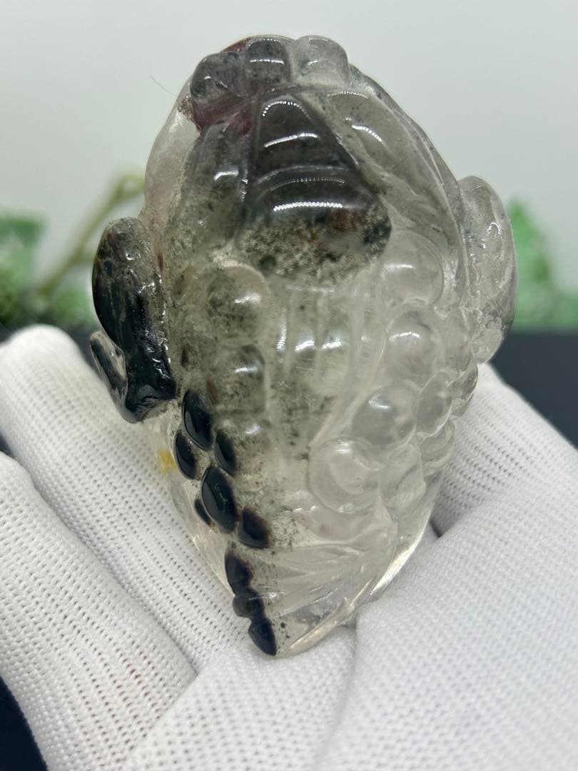 天然石ガーデンクォーツ置物　銭ガエル　No.2427