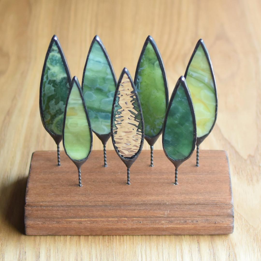 もんちゃんまま・木立ち　ステンドグラス(STG209)