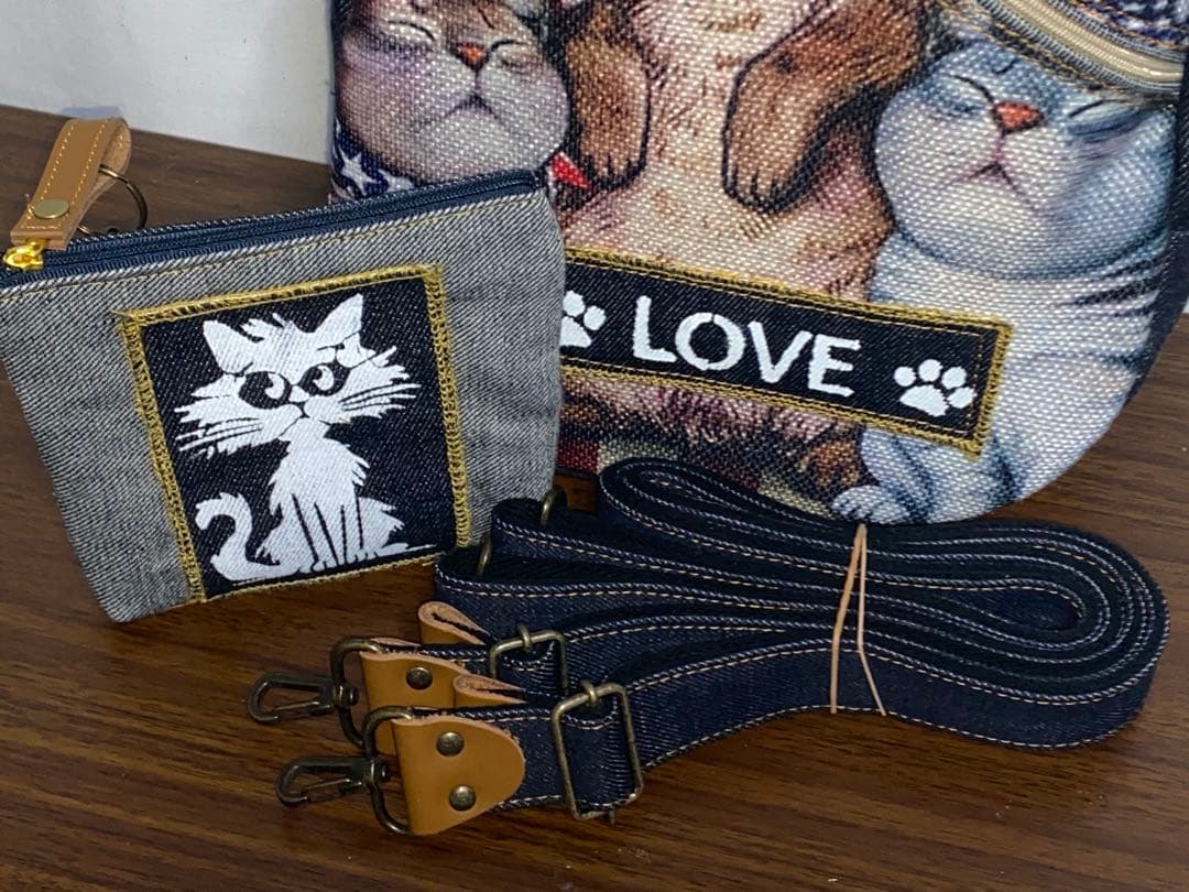 男女兼用☆岡山デニム*USAトラネコ♪リュックorワンショルダーバッグ