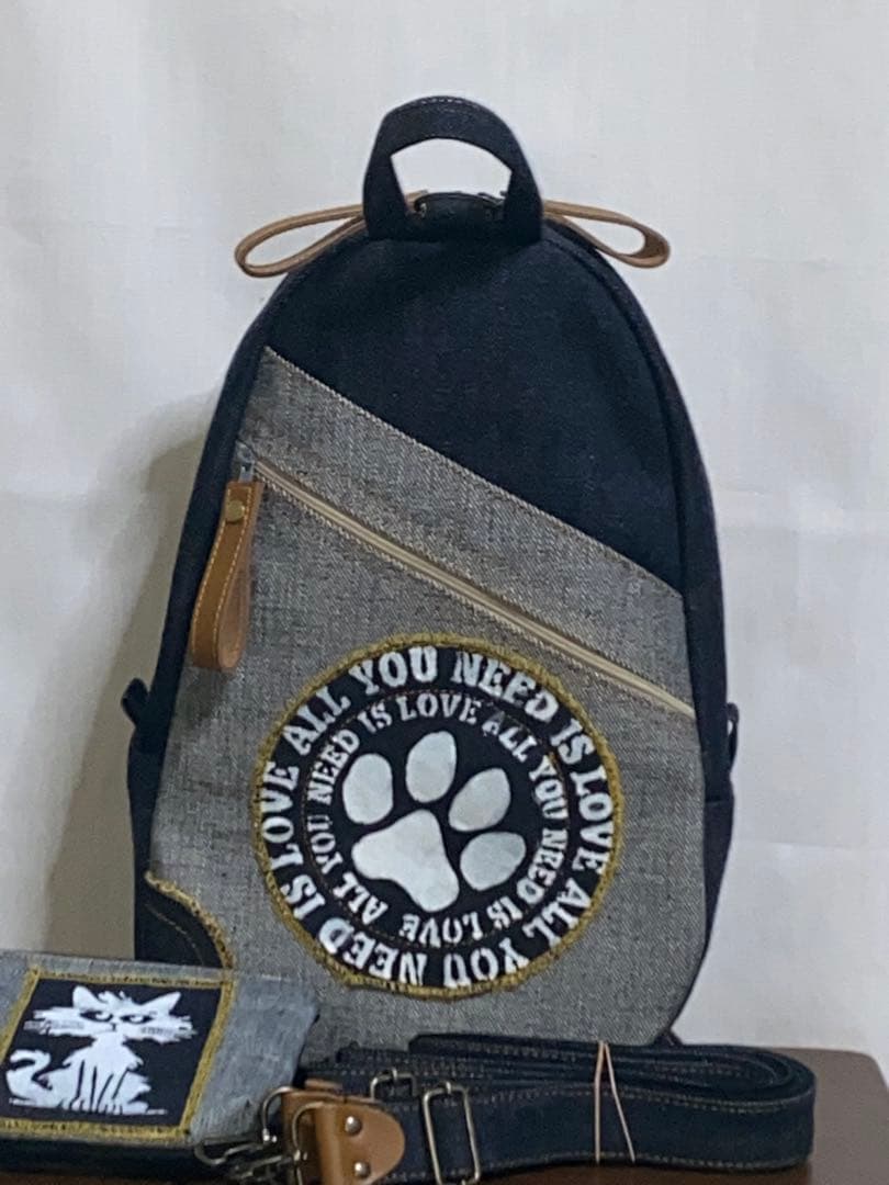 男女兼用☆岡山デニム*USAトラネコ♪リュックorワンショルダーバッグ