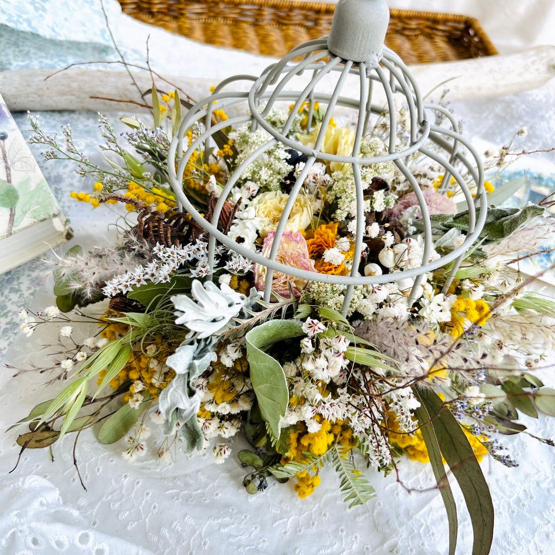 鳥かごアレンジ　フライングリース