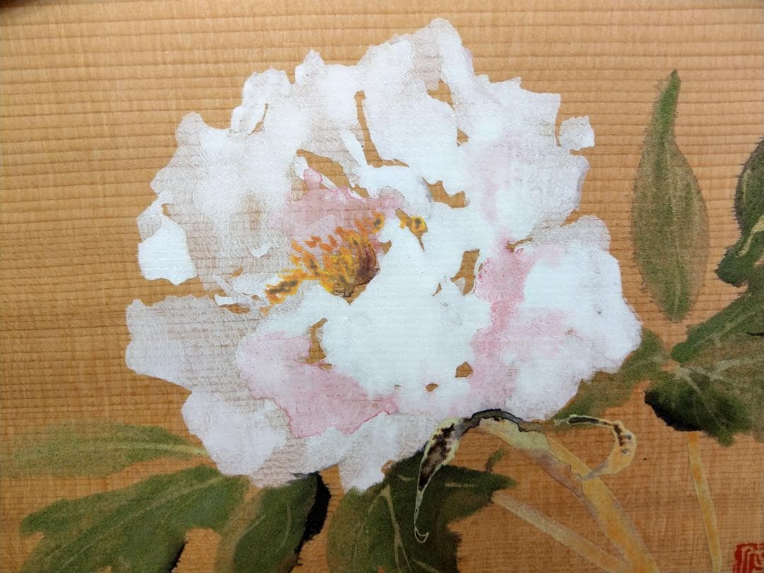 岡 信孝 絵馬 牡丹 豊かさ・繁栄・幸福を願う絵馬 縁起物 額装30×50cm