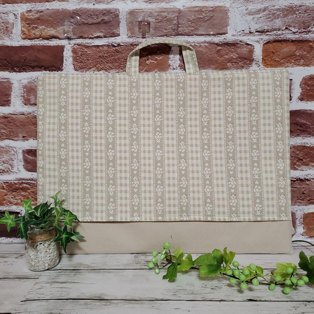 防災頭巾カバー 背もたれ テディベア ベージュ 　上履き袋追加