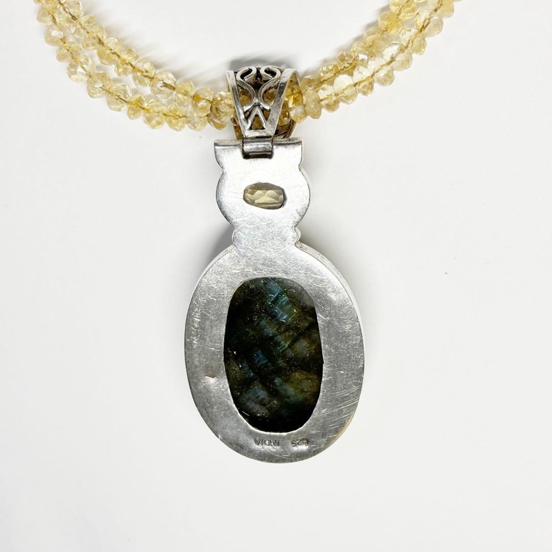 インディアンジュエリー　925 ネックレス 大ぶり　ラブラドライト　シトリン