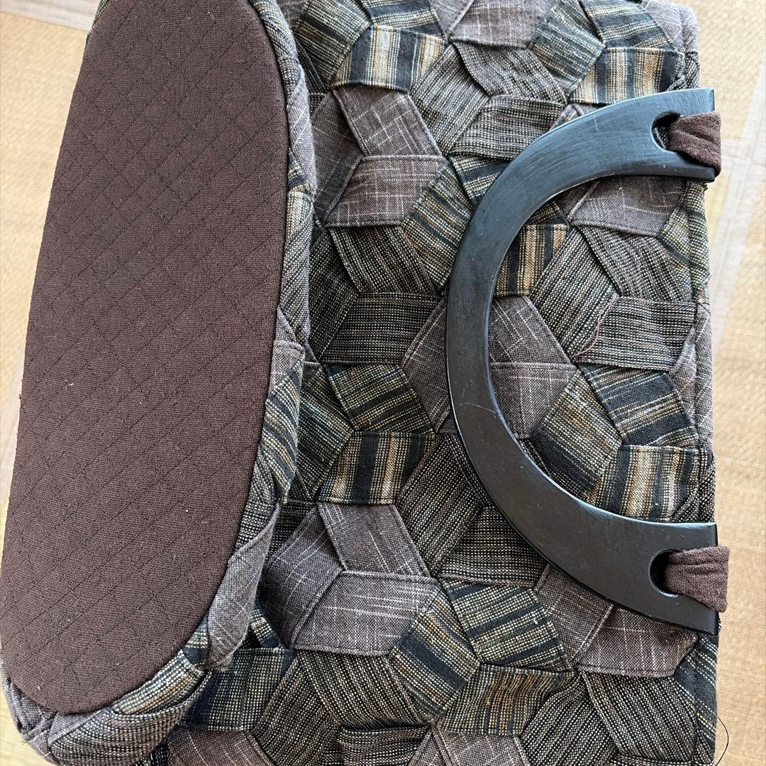六角形布編み込みトートバッグ 38×30 底13