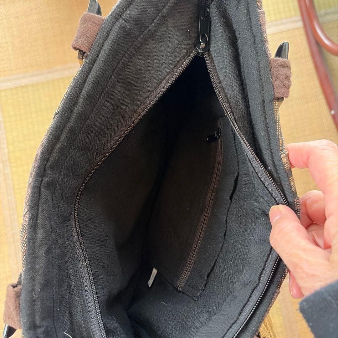 六角形布編み込みトートバッグ 38×30 底13