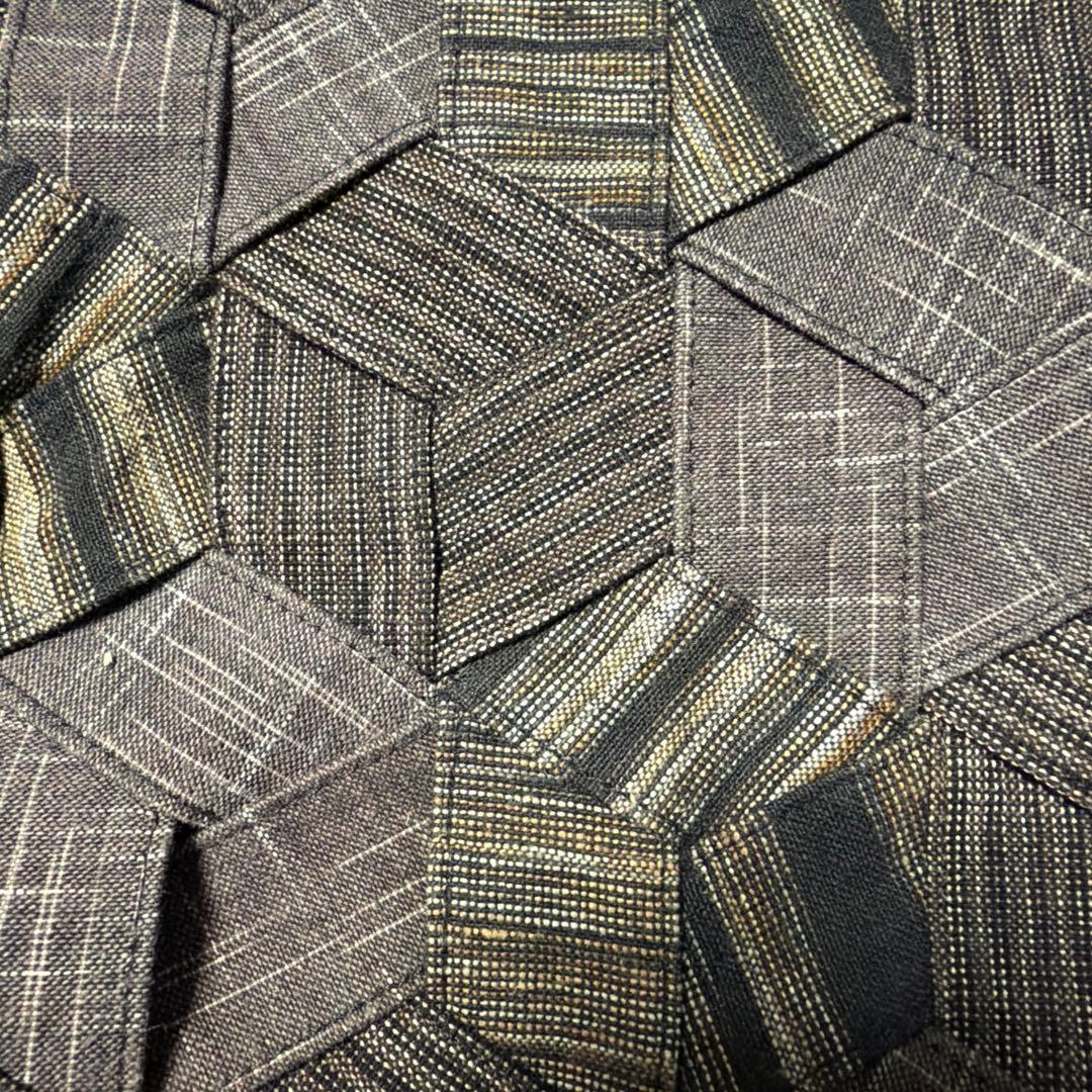 六角形布編み込みトートバッグ 38×30 底13