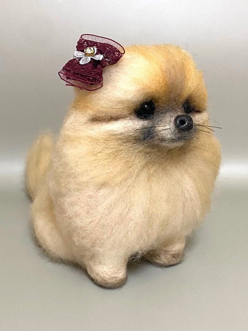 羊毛フェルト ポメラニアンちゃん　オレンジ色　パピーちゃん