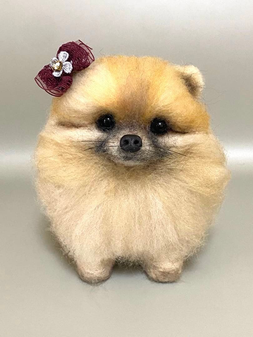 羊毛フェルト ポメラニアンちゃん　オレンジ色　パピーちゃん