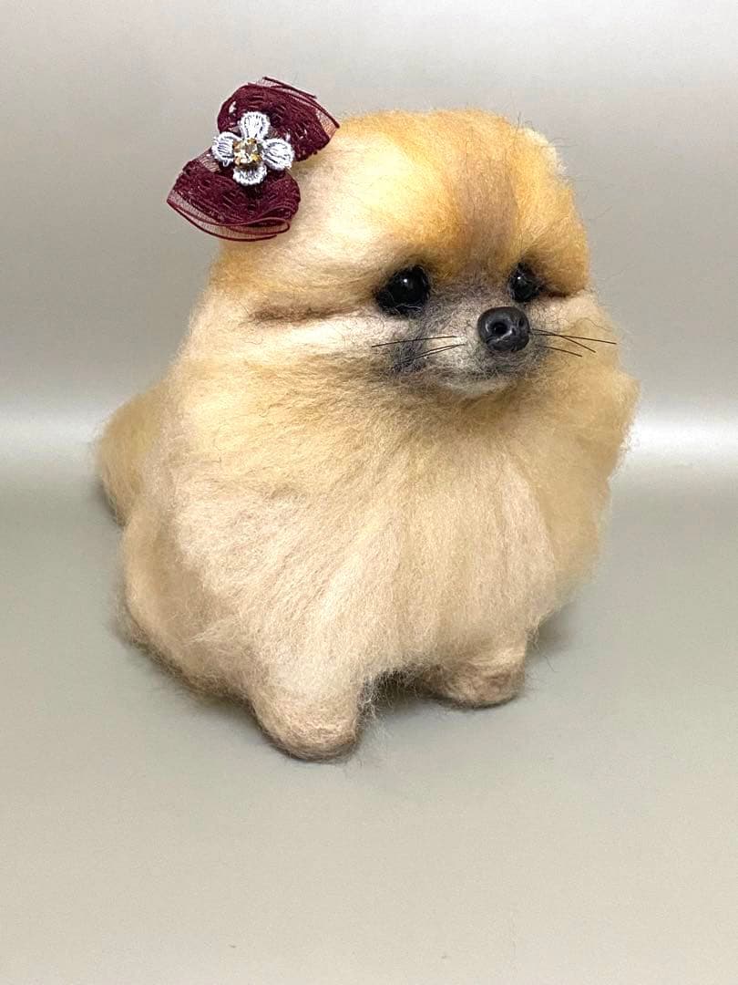 羊毛フェルト ポメラニアンちゃん　オレンジ色　パピーちゃん
