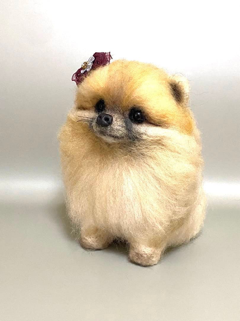 羊毛フェルト ポメラニアンちゃん　オレンジ色　パピーちゃん