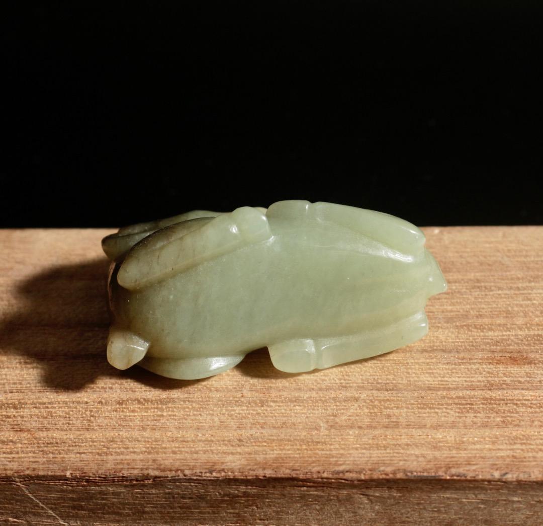 中古 和田玉 臥羊彫刻 玉置物 青白玉 羊形小品 C1A230