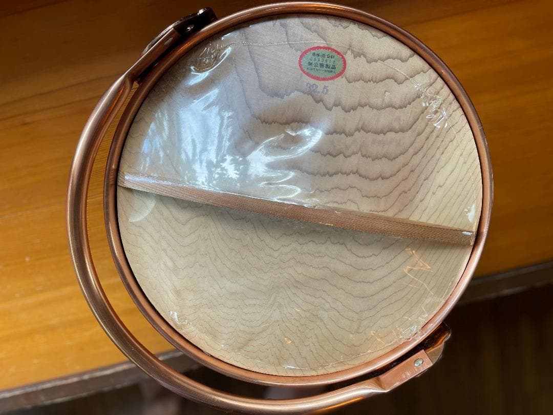 未使用【訳あり】　純銅製　山菜鍋 直径33cm　木製蓋付き