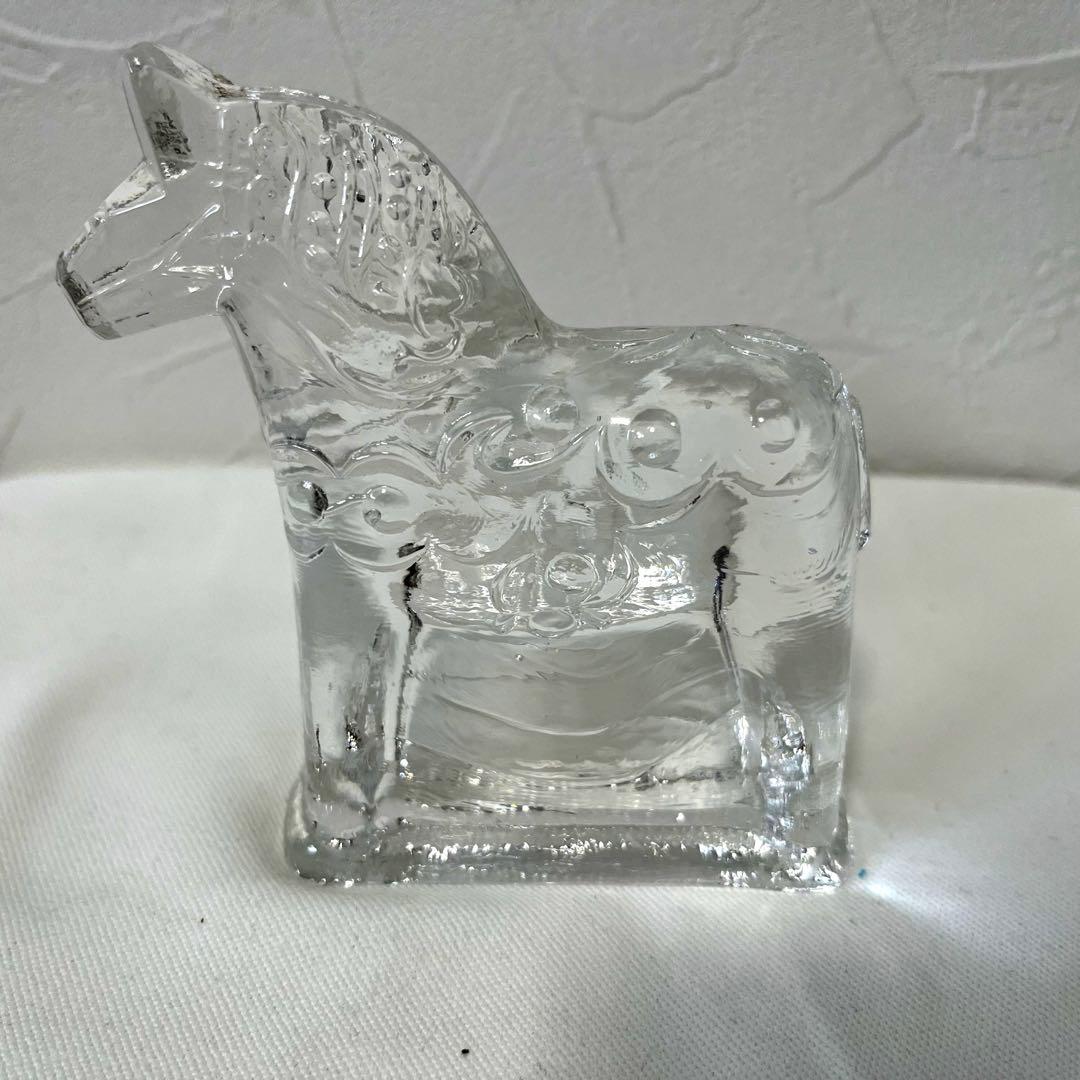 【値下】北欧　リンズハンマル社　バイキング& 馬の置物　クリスタルガラス