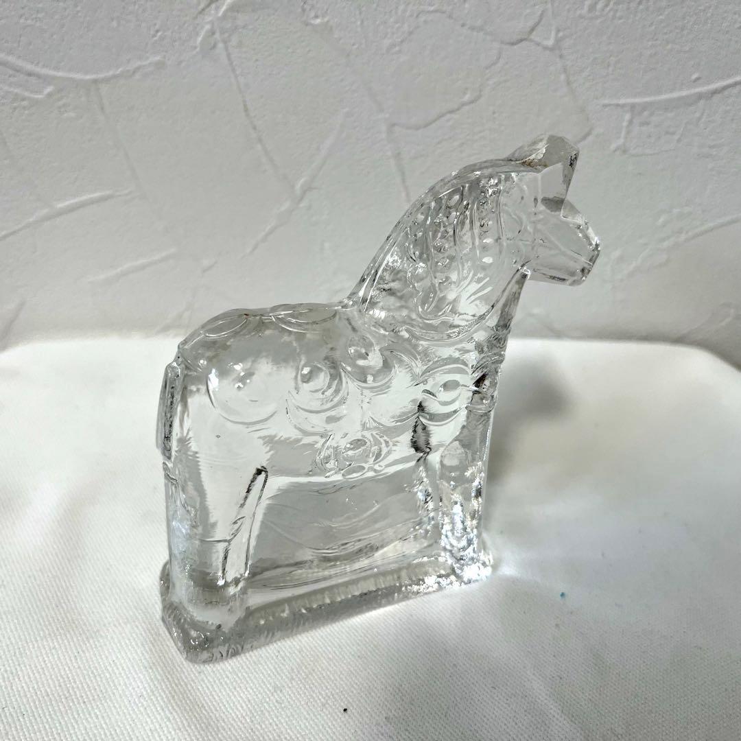 【値下】北欧　リンズハンマル社　バイキング& 馬の置物　クリスタルガラス