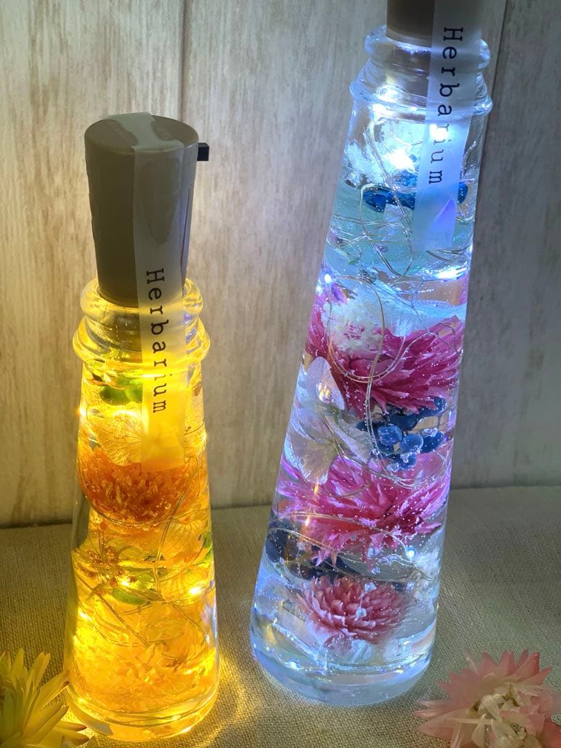HANDMADE 光る・固まるハーバリウム　2本セット