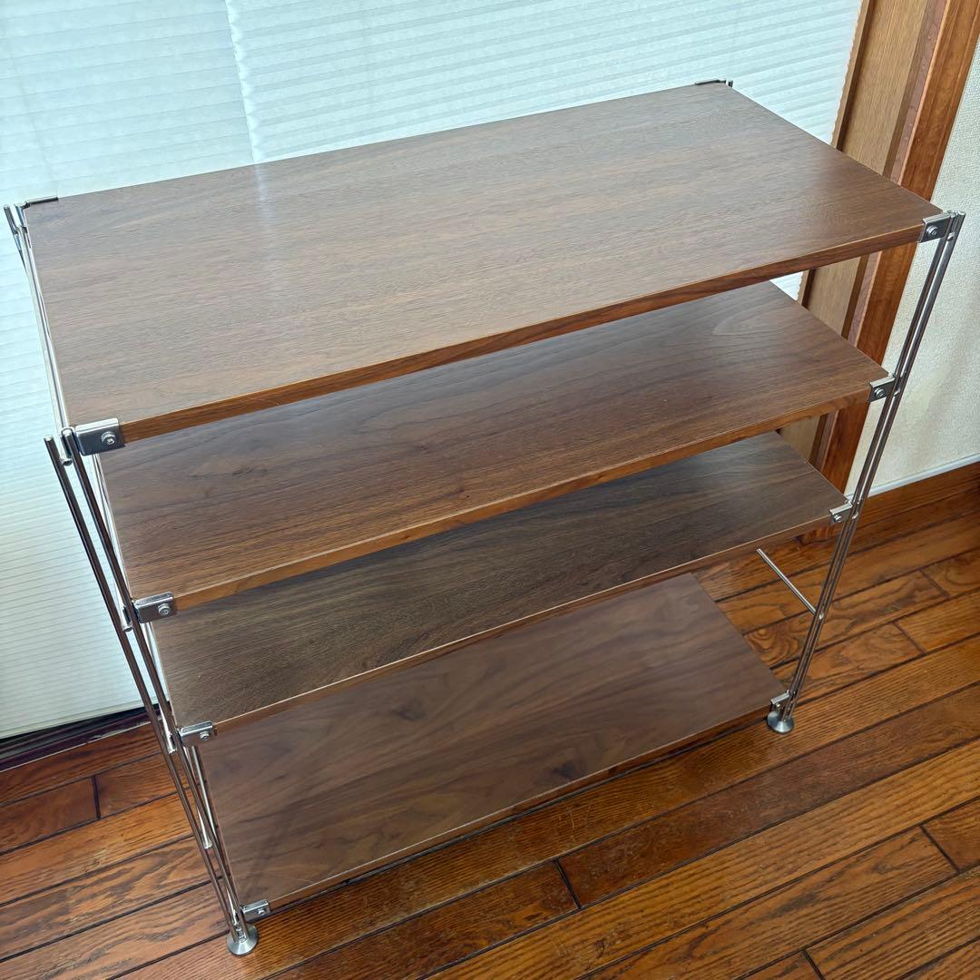 お値下げ中！無印 ユニットシェルフ ワイド 小 ウォールナット ＋追加棚1枚