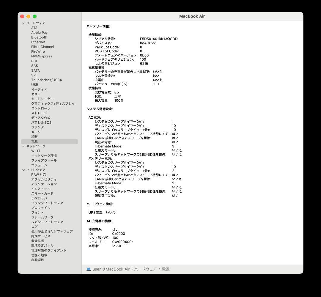 MacBook Air M3 13インチ 16GB 256GB 100% JIS