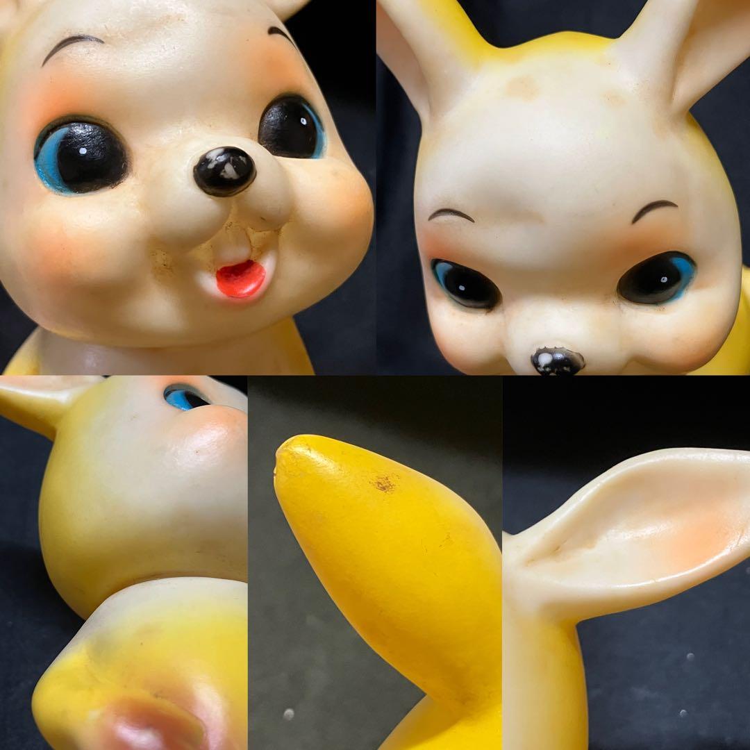 当時物 うさぎ アヒル　しか　ソフビ 3個　笛人形　欠損有り　B2297