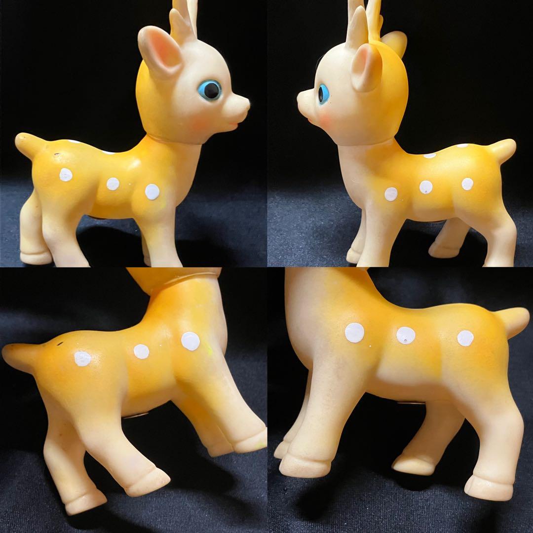 当時物 うさぎ アヒル　しか　ソフビ 3個　笛人形　欠損有り　B2297