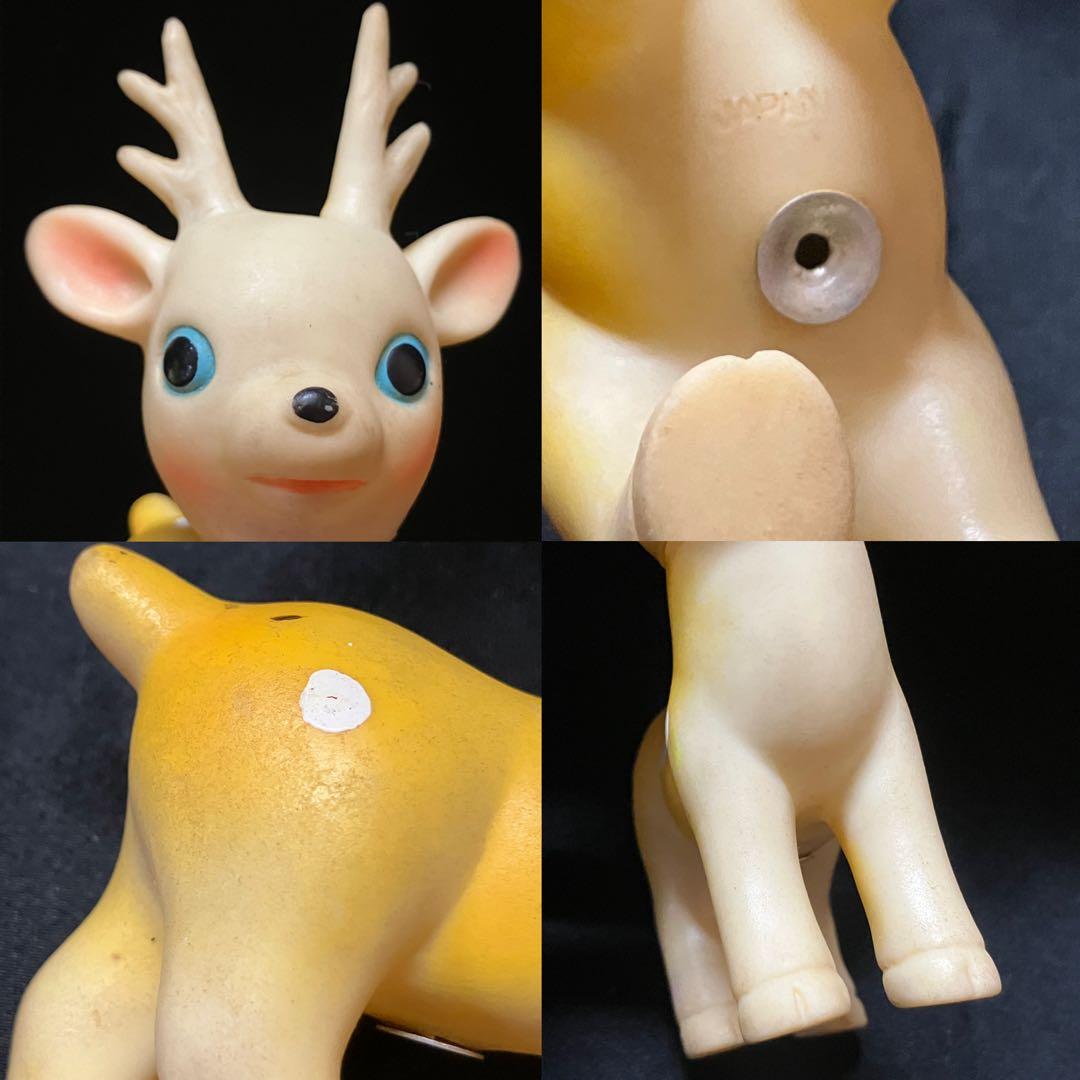 当時物 うさぎ アヒル　しか　ソフビ 3個　笛人形　欠損有り　B2297