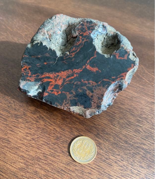 紅十勝 原石 黒曜石