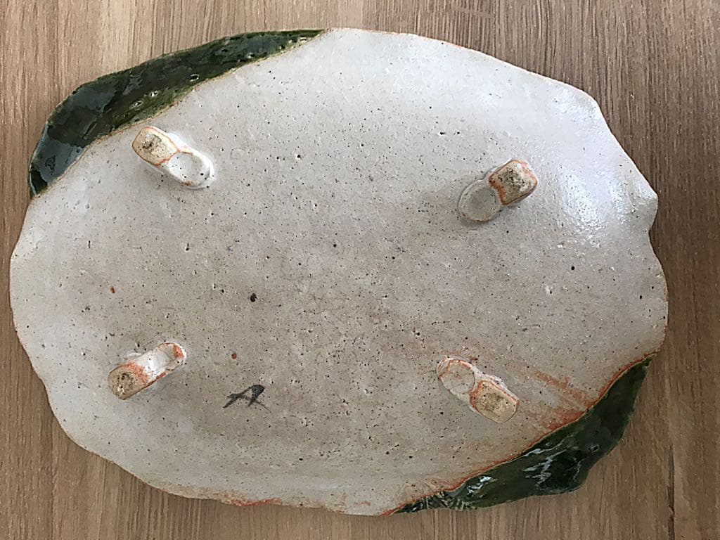 織部・瀬戸美濃焼[玉山窯］織部えび楕円盛鉢