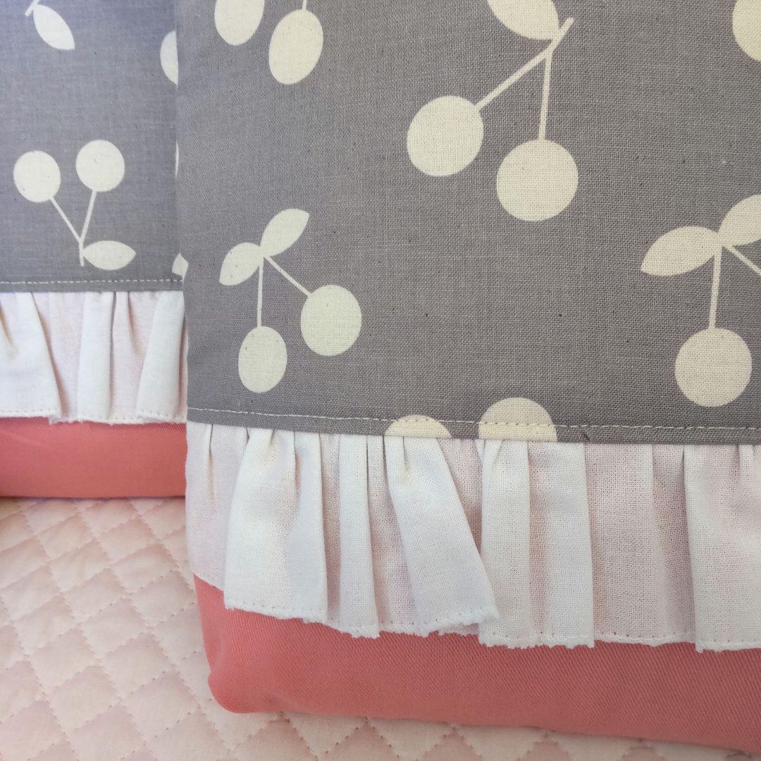 入園入学♡さくらんぼ柄レッスンバック３点セット♡チェリーピンク♡フリル