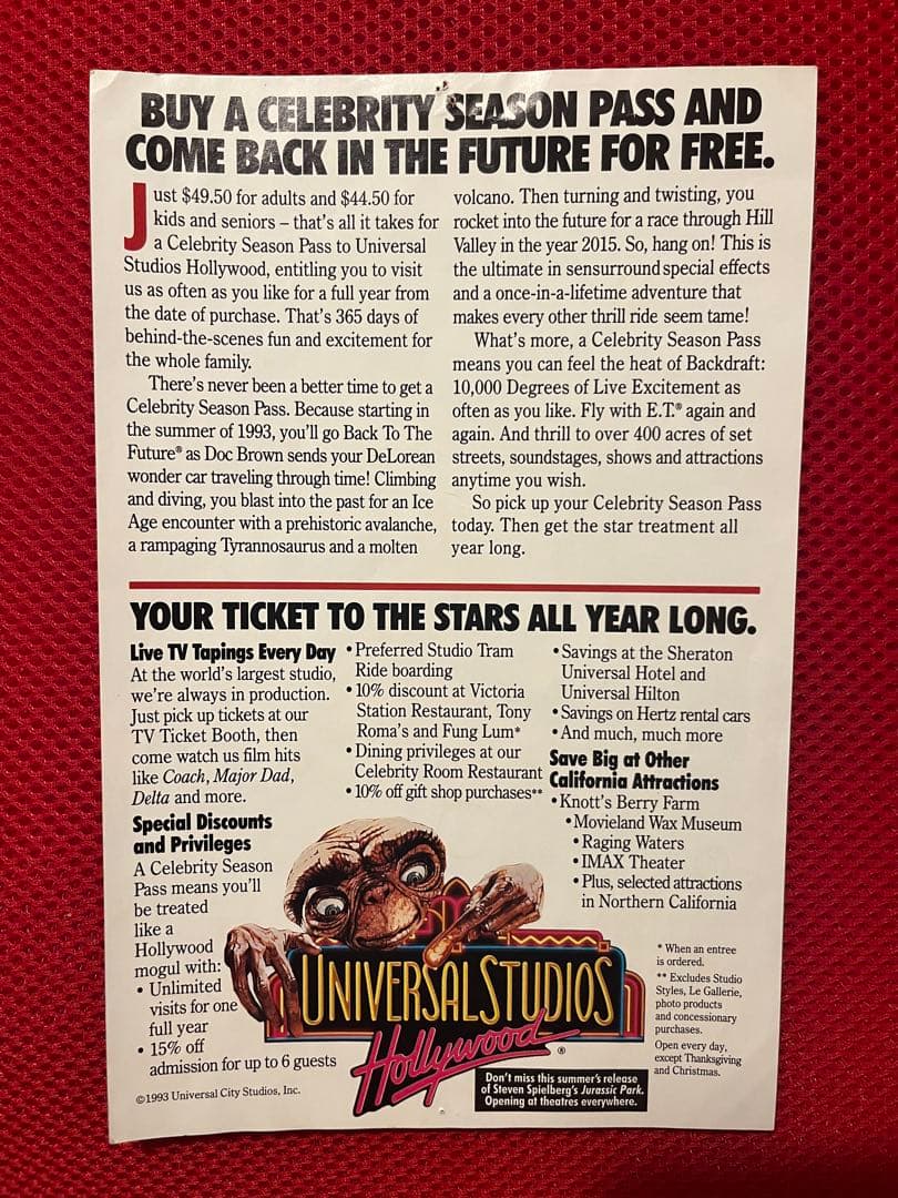 バック•トゥ•ザ•フューチャー ザ•ライド チラシ USJハリウッド 当時物